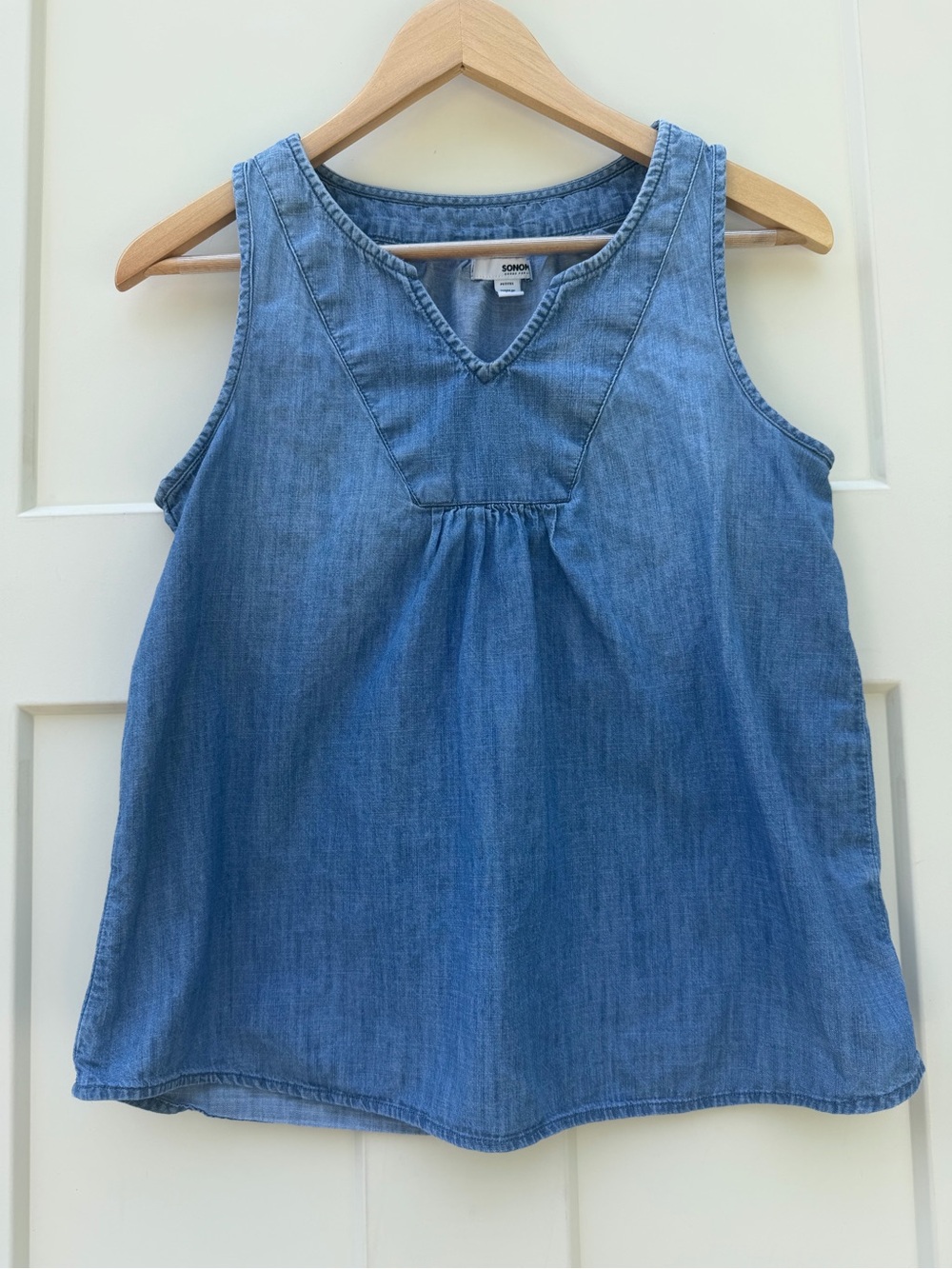Butter Mom Sonoma Light Blue Denim V-Neck Tank- Petite small Summer